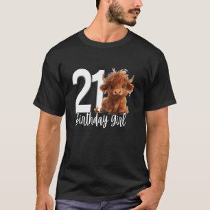 21e Verjaardag Hoogland Koe Party Meisje Dochter T T-shirt