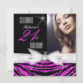 21e verjaardag Hot Pink 21 Zebra Foto 3 Kaart (Voorkant)