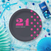 21e verjaardag Hot-roze glitter gepersonaliseerd Papieren Bordje (Feest)