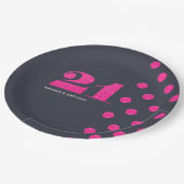 21e verjaardag Hot-roze glitter gepersonaliseerd Papieren Bordje (Gekanteld)