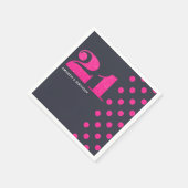 21e verjaardag Hot-roze glitter gepersonaliseerd Servetten (Hoek)