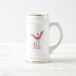 21e verjaardag humor hete flamingo roze goud bierpul