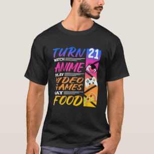 21e Verjaardag I Manga I Gamer I 90s Kawaii Pizza  T-shirt