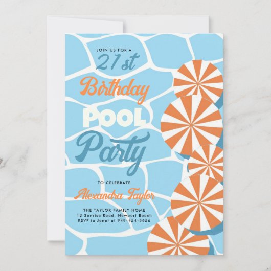 21e verjaardag ideeën Zomer Zwembad Party Paraplu' Kaart (Voorkant)