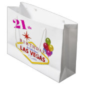 21e verjaardag in Las Vegas Gift Bag Groot Cadeauzakje (Voorkant Gekanteld)