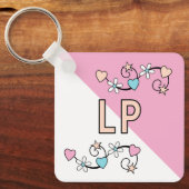 21e verjaardag initialen roze perzik sleutelhanger (Voorkant)