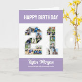 21e verjaardag Jubileum nummer 21 fotocollage Kaart (Gele Bloem)