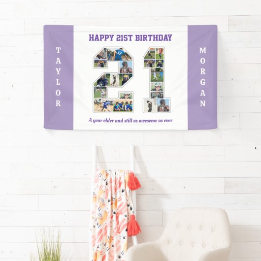 21e verjaardag Jubileum nummer 21 fotocollage Spandoek (Insitu)