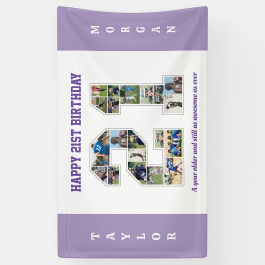 21e verjaardag Jubileum nummer 21 fotocollage Spandoek (Verticaal)