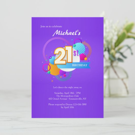 21e verjaardag kaart (Staand voorkant)