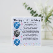 21e verjaardag kaart - broer (Staand voorkant)