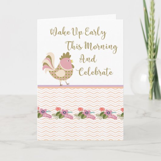 21e verjaardag Kaart met kleurrijk kip (Voorkant)