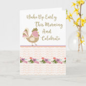 21e verjaardag Kaart met kleurrijk kip (Gele Bloem)