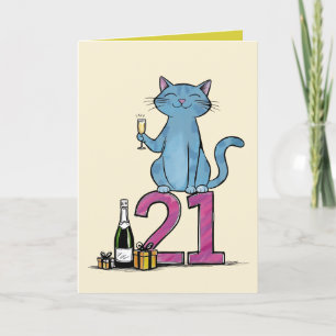 21e verjaardag kattenfeest 21 jaar Twentyfirst Bedankkaart