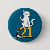 21e verjaardag kattenfeest 21 jaar Twentyfirst Ronde Button 5,7 Cm (Voorkant)