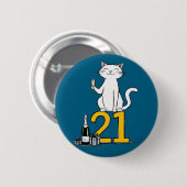 21e verjaardag kattenfeest 21 jaar Twentyfirst Ronde Button 5,7 Cm (Voorkant /achterkant)