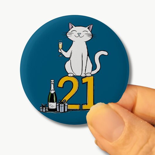 21e verjaardag kattenfeest 21 jaar Twentyfirst Ronde Button 5,7 Cm