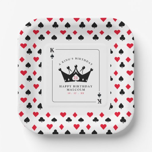 21e verjaardag King of Spades Casino Patroon Papieren Bordje (Voorkant)