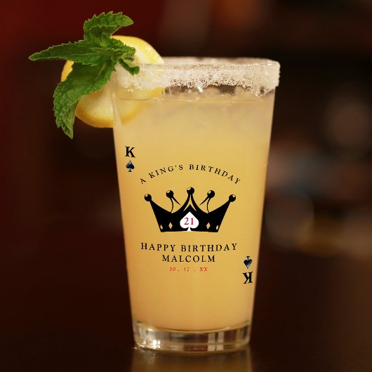 21e verjaardag King of Spades Casino Poker Kaart Glas