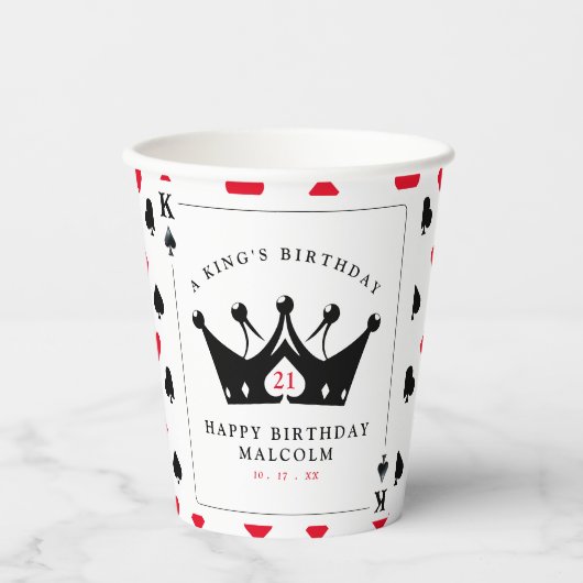 21e verjaardag King of Spades Casino Poker Kaart Papieren Bekers (Voorkant)