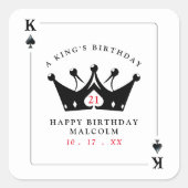 21e verjaardag King of Spades Casino Poker Kaart Vierkante Sticker (Voorkant)