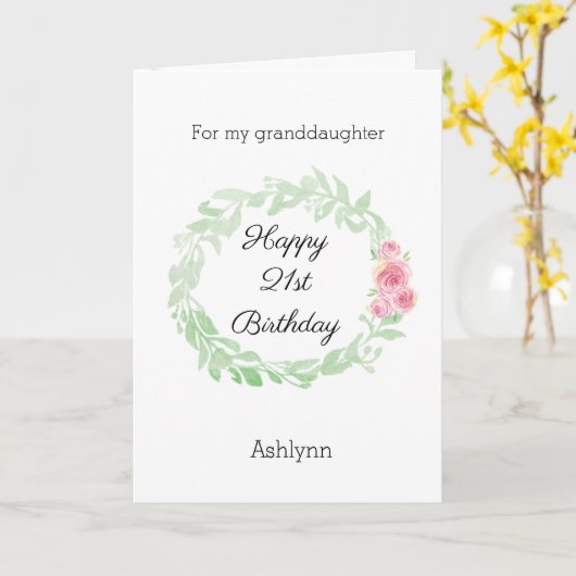 21e Verjaardag Kleindochter Kaart (Gele Bloem)