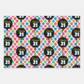 21e verjaardag kleurrijke ballonnen inpakpapier vel (Voorkant)