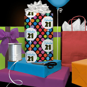 21e verjaardag kleurrijke ballonnen poolstaren inpakpapier vel