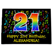 21e verjaardag - Kleurrijke muzieksymbolen, Rainbo Groot Cadeauzakje (Voorkant)
