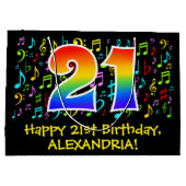 21e verjaardag - Kleurrijke muzieksymbolen, Rainbo Groot Cadeauzakje (Achterkant)