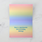 21e Verjaardag: Kleurrijke Regenboog # 21, Aangepa Kaart (Binnen)