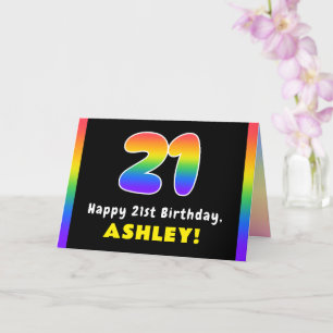 21e Verjaardag: Kleurrijke Regenboog # 21, Aangepa Kaart
