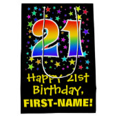 21e verjaardag: Kleurrijke Sterren Patroon & Regen Medium Cadeauzakje (Achterkant)