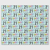 21e verjaardag kleurrijke typografie cadeaupapier (Vlak)