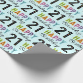 21e verjaardag kleurrijke typografie cadeaupapier (Hoek)