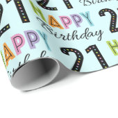 21e verjaardag kleurrijke typografie cadeaupapier (Rol Hoek)