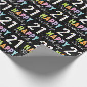 21e verjaardag kleurrijke typografie cadeaupapier (Hoek)