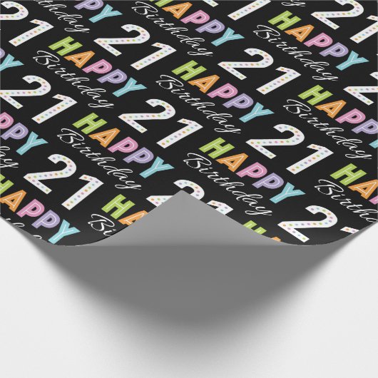 21e verjaardag kleurrijke typografie cadeaupapier (Hoek)