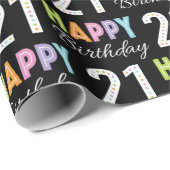 21e verjaardag kleurrijke typografie cadeaupapier (Rol Hoek)