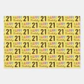 21e verjaardag kleurrijke typografie inpakpapier vel (Voorkant)