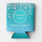 21e verjaardag koningin turquoise glitters naam di blikjeskoeler (Voorkant)
