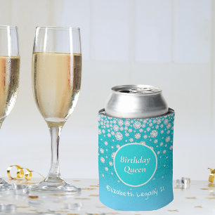 21e verjaardag koningin turquoise glitters naam di blikjeskoeler