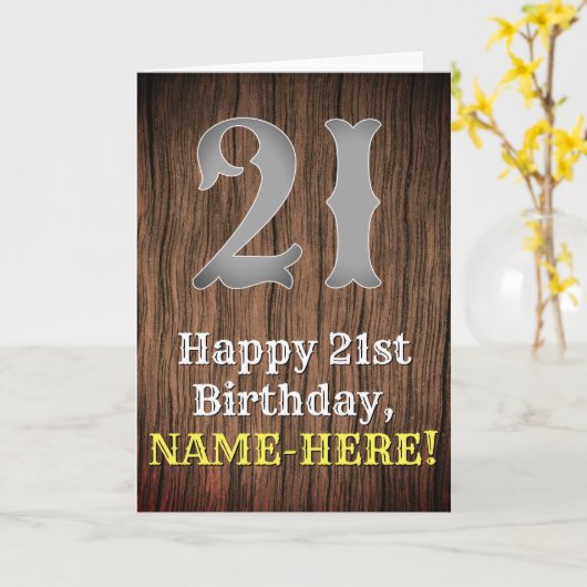 21e verjaardag: landelijke western inspiratie look kaart (Gele Bloem)