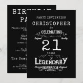 21e verjaardag Legendary Black Naam Legend toevoeg Kaart (Voorkant / Achterkant)