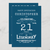 21e verjaardag Legendary Blue Voeg naam Legend toe Kaart (Voorkant / Achterkant)