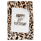 21e verjaardag Leopard Bont Print Medium Gift Bag Medium Cadeauzakje (Voorkant)