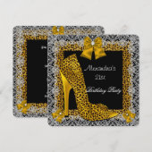 21e verjaardag Leopard Gold High Hiel Schoellak 2 Kaart (Voorkant / Achterkant)