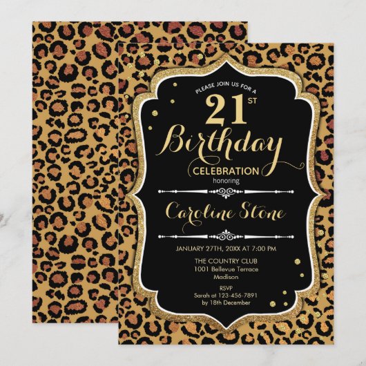 21e verjaardag - Leopard Print Kaart (Voorkant / Achterkant)