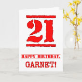 21e verjaardag: Leuk, rood rubberen stempel geïnsp Kaart (Gele Bloem)