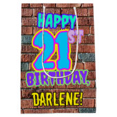 21e verjaardag: Leuk, Urban Graffiti geïnspireerd  Medium Cadeauzakje (Achterkant)